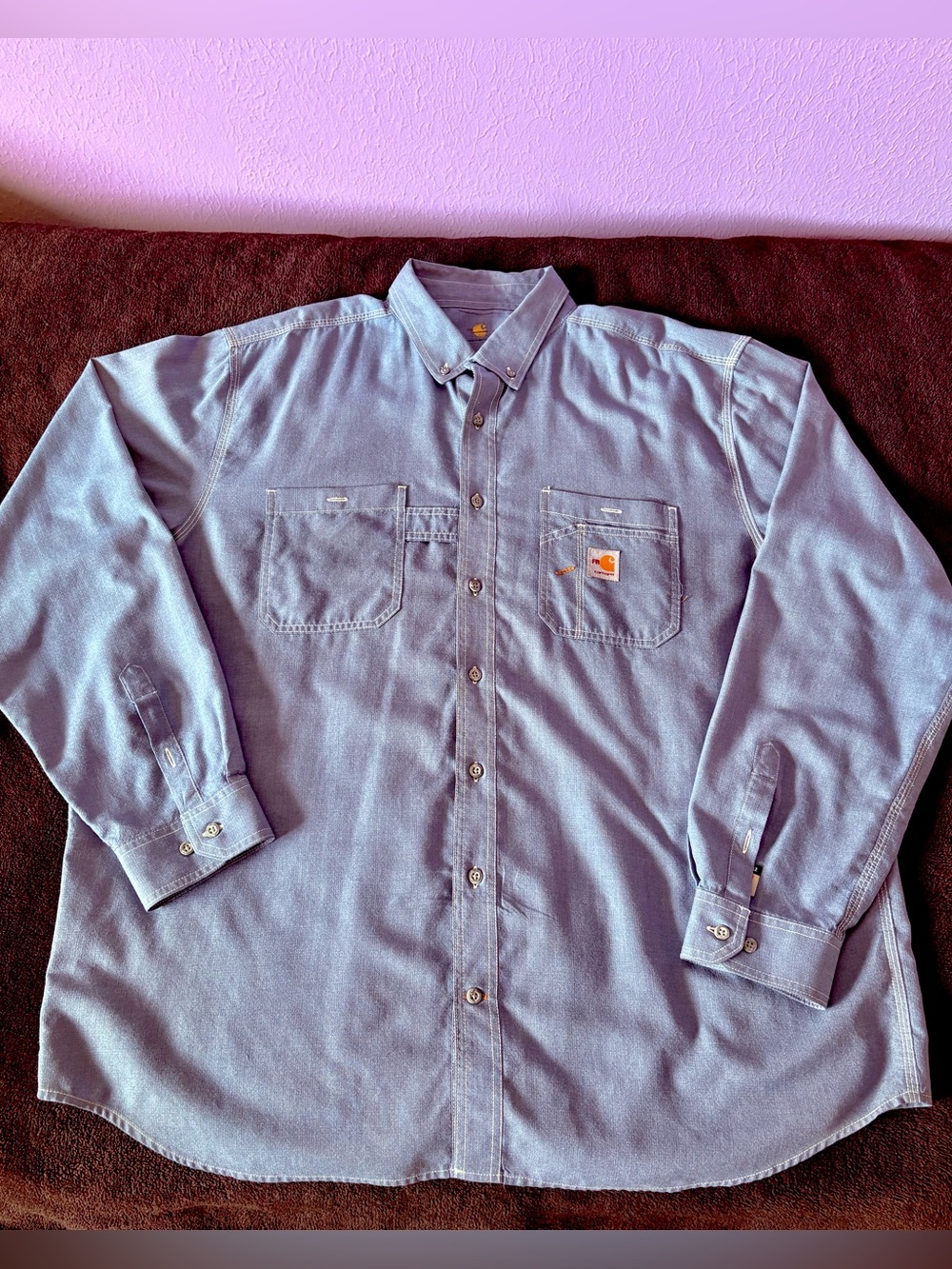Carhartt FR Force Sun Defender Flame Resistant gray Workwear shirt 2XL Tall